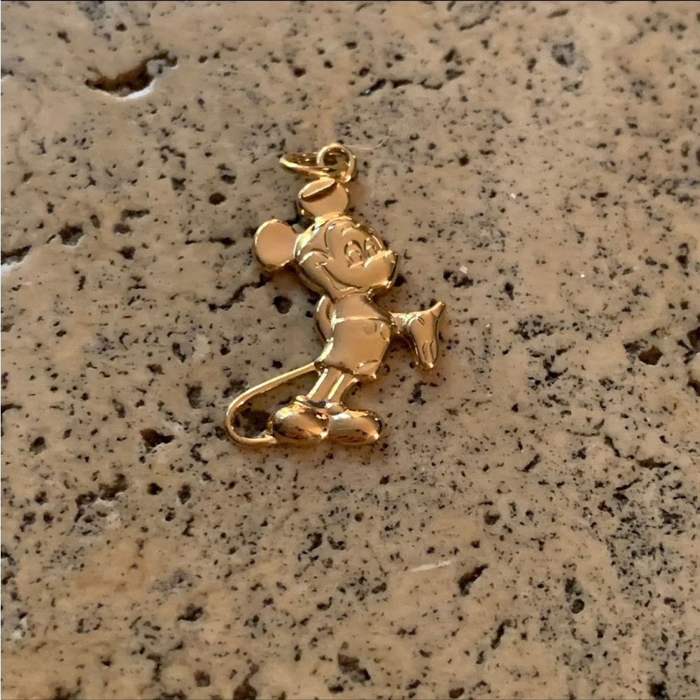 Mickey Mouse Disney Gold Sterling Silver 925 Necklace Charm Vintage 90s